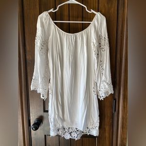 Off the shoulder white sun dress